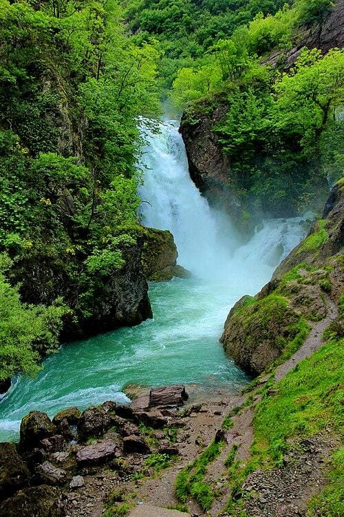 Drini Waterfall cascading through the Rugova Canyon near Peja